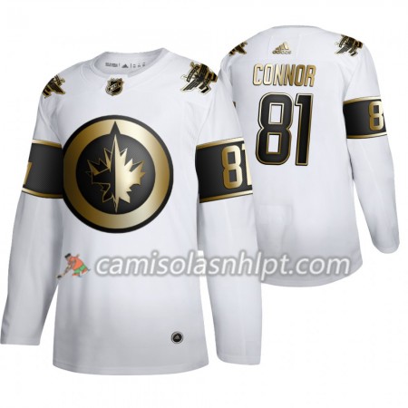 Camisola Winnipeg Jets Kyle Connor 81 Adidas 2019-2020 Golden Edition Branco Authentic - Homem